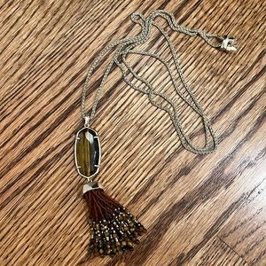 Kendra Scott Eva Goldplated Brass Tassel Pendant Necklace | Tigers Eye